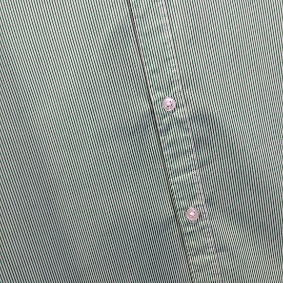 H&M Slim Fit Easy Iron Green Pin Stripe Button Up Shirt Size L Fits like M - Picture 5 of 5